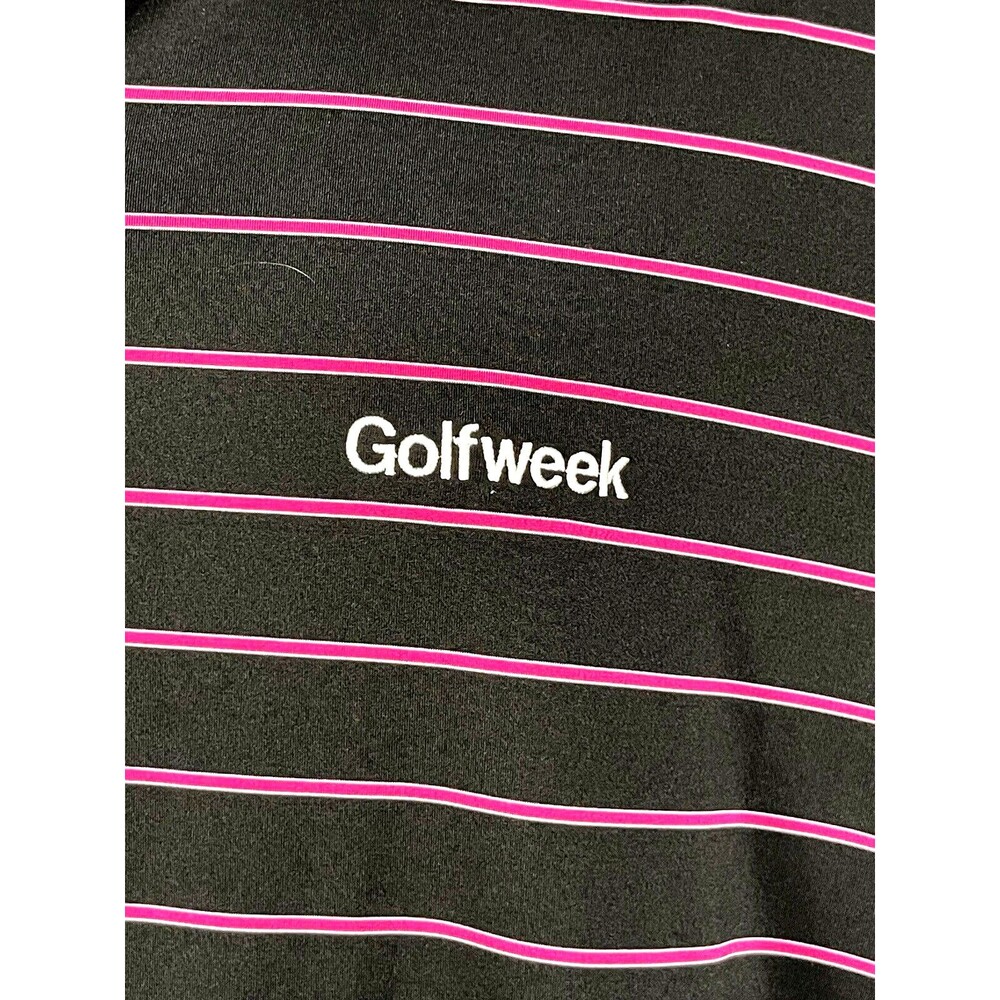 Fairway & Greene "Golfweek" Polo Shirt Men's Black w/Purple Stripes Size XL - Picture 6 of 11